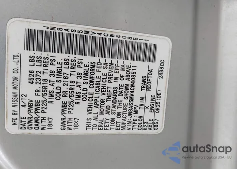 2012 Nissan Rogue Sv W/Sl Pkg from USA, damaged, VIN JN8AS5MV4CW408511